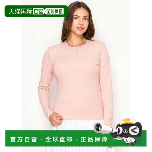 自营yal new yorkRibbed Cotton Blend Henley Top – Blush - pi
