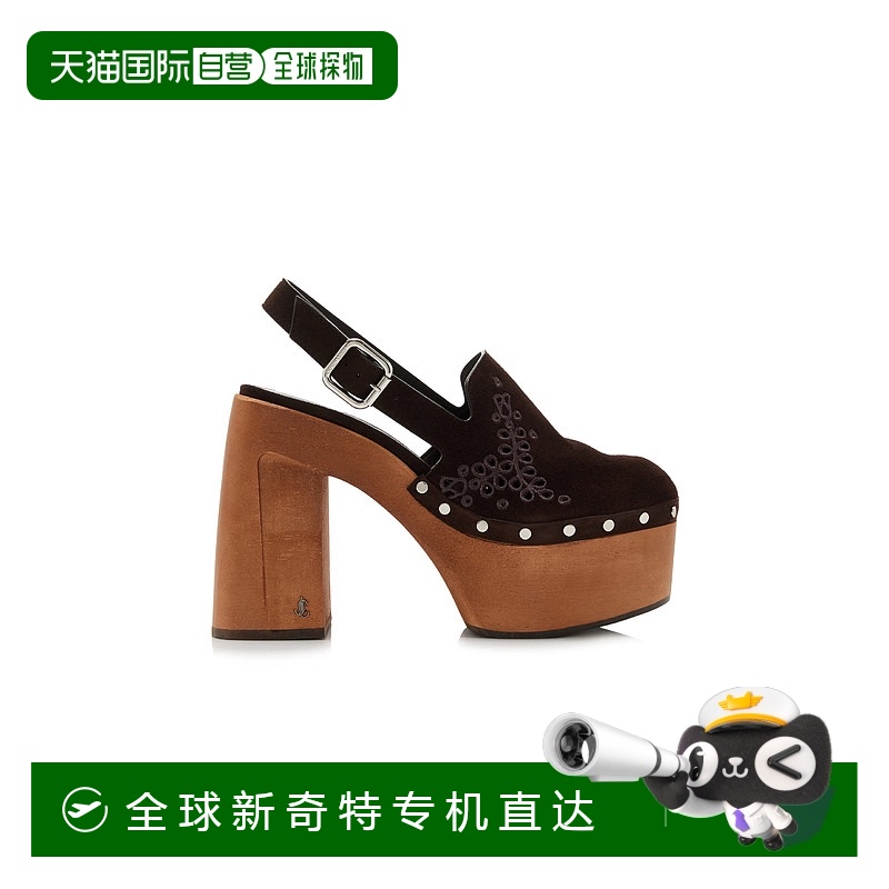 1h可退 香港直邮Jimmy Choo 周仰杰 女士 Alida 绒面革防水台木屐
