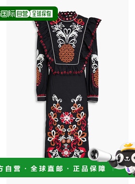 1h可退 香港直邮FARM RIO 女士 Richilieu 刺绣棉质中长连衣裙 32