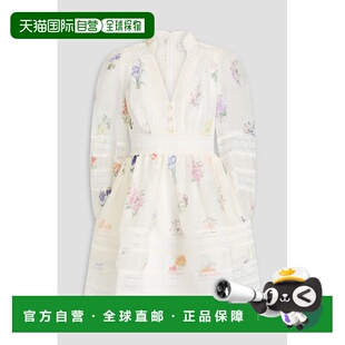 1h可退 香港直邮ZIMMERMANN 女士 蕾丝边印花亚麻真丝混纺薄纱迷