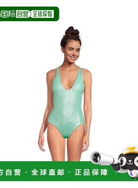 自营BECCA Oragami Swimsuits Women's  Aqua Sea Textured Knott