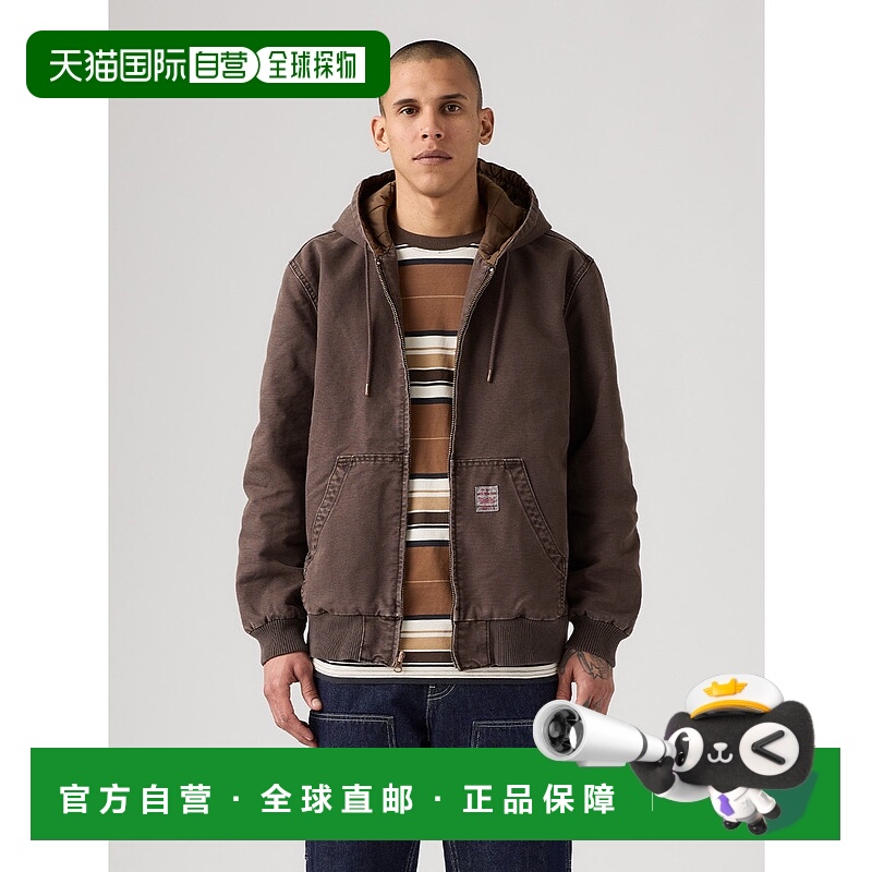 1h可退 日本直邮Levi's 男装 工装风丹宁连帽衫 双口袋半拉链设计