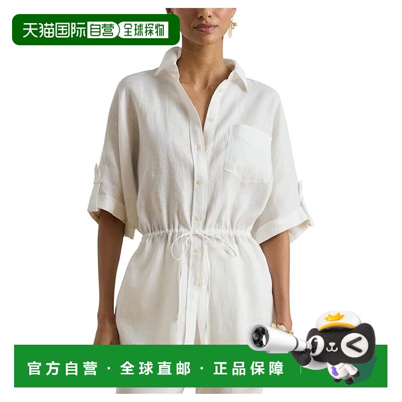 美国直邮Lauren Ralph Lauren 女士 亚麻卷袖长衫