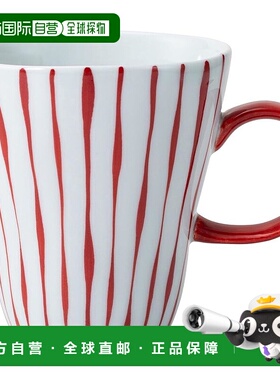 【日本直邮】Hasami ware 马克杯 容量约 280ml 波浪条纹 红色 25