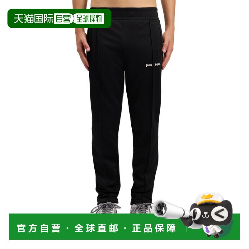 自营palm angels黑色经典徽标轨道涤纶长裤-黑色 美国奥莱直发