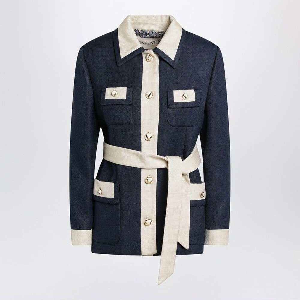 VALENTINO 男士夹克 7B3CJ7S098TDSV CO 蓝色 Viscose caban coat