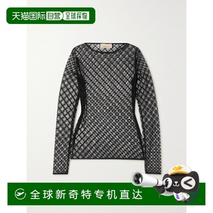 香港直邮潮奢 古驰 1h可退 Gucci 692508XUA 女士 GG星星薄纱上衣