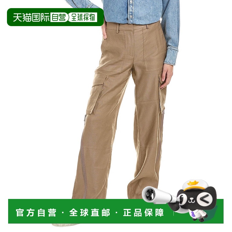 自营Helmut Lang 亚麻混纺工装裤 - 棕色  美国奥莱直发休闲裤