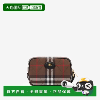 自营欧洲直邮Burberry博柏利 Horseshoe女士巧克力棕色尼龙皮革化
