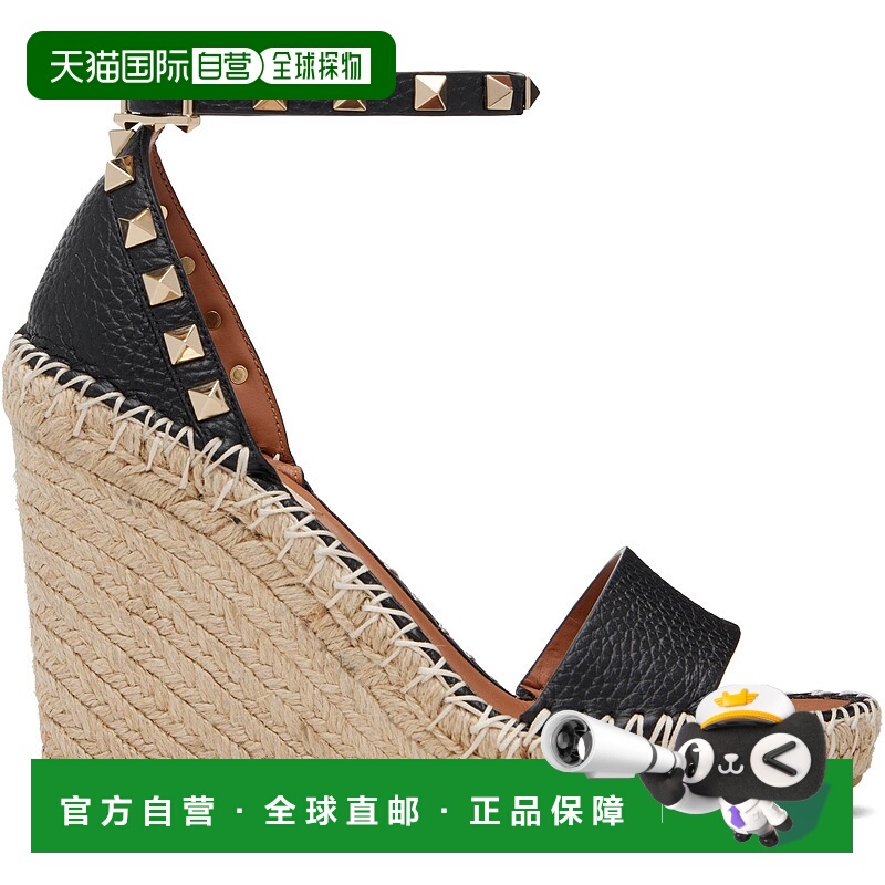 香港直邮valentino 华伦天奴 女士 黑色 Double Rockstud Grainy