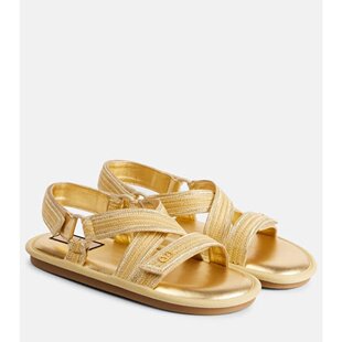 潮奢 Valentino 华伦天奴 女士 Powell 湖蓝色钩编凉鞋