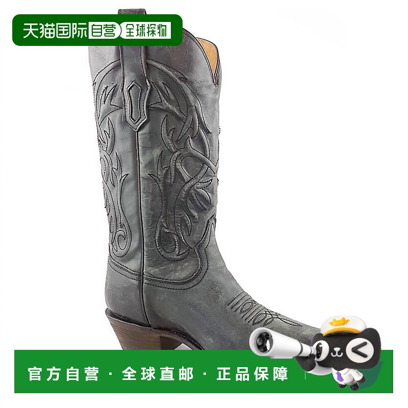 自营corralMen's Embroidery Round Toe Boots In Blue Jeans - b