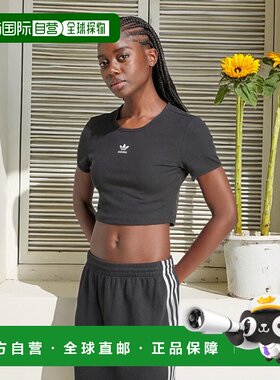 日本直邮 adidas 生活方式基础款 rib T恤 女士夏装短袖T恤 IY966