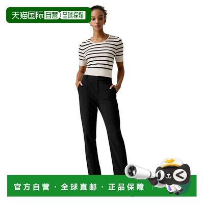 自营lilysilkSilk Striped Cropped Knit Top for Women - white