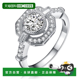 自营 GENEVIVE 925 纯银立方氧化锆装饰现代订婚戒指 - 银白色 美