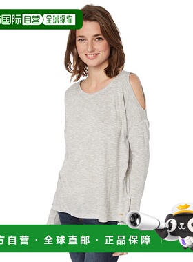 自营 Michael Kors Top女式PL灰色针织冷肩圆领套头衫JDM1085-灰