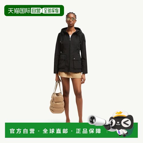 自营欧洲直邮Moncler盟可睐 Leandro女士黑色聚酯纤维连帽派克大