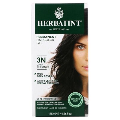 美国直邮Herbatint荷碧汀染发剂遮白发多色植物无刺激温和135ml