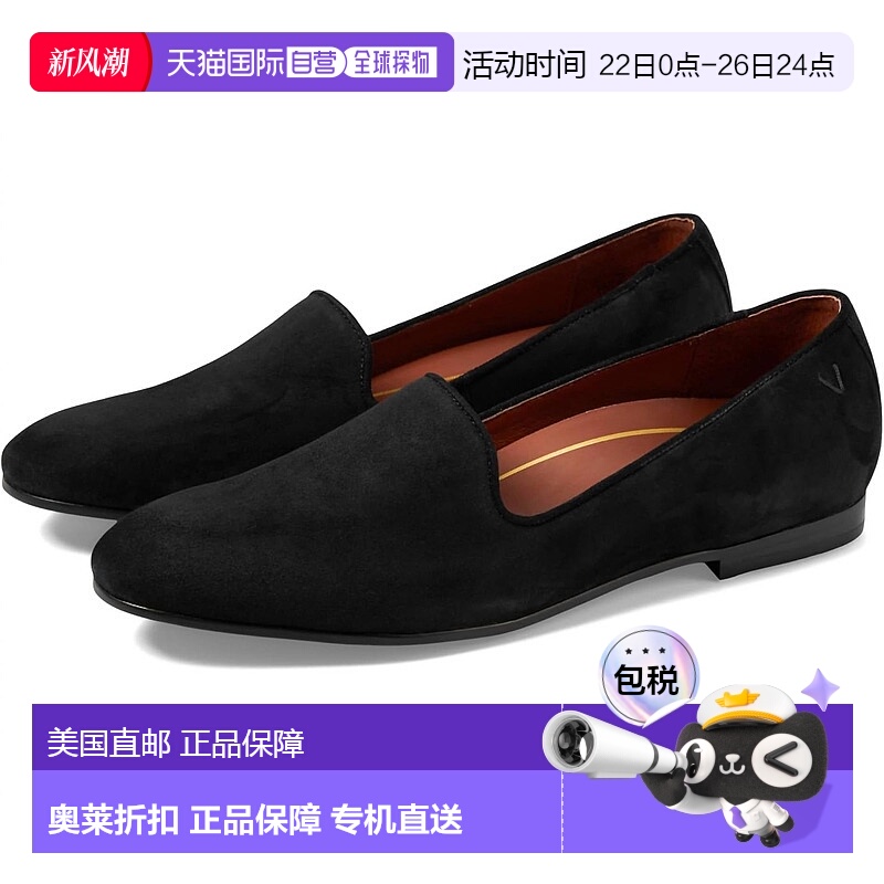 自营 vionic女式Willa Slip-On Flat黑色绒面革-黑色绒面革 美国