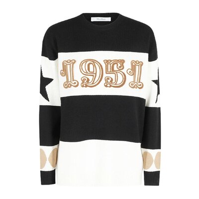 MAX MARA 女士针织毛衣 MAGLIERIA008 AW2024 黑色 拼色针织衫