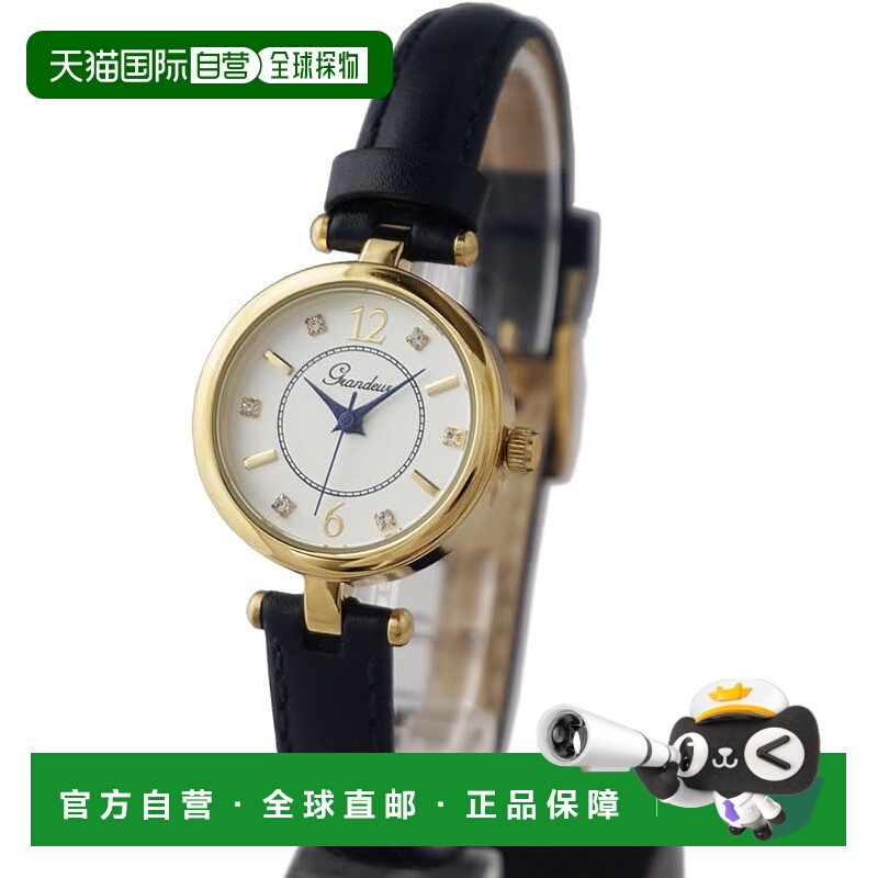 日本直邮GRANDEUR优雅复古圆形表盘女士手表ESL072G1