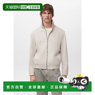 自营欧洲直邮Mango芒果 男士沙色常规版型拉链外套