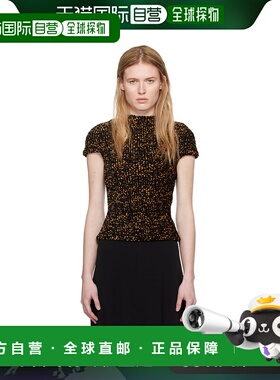 1h可退 香港直邮潮奢 TOTÊME 女士 黑色 & 橙色抽褶 T 恤 242WRT1