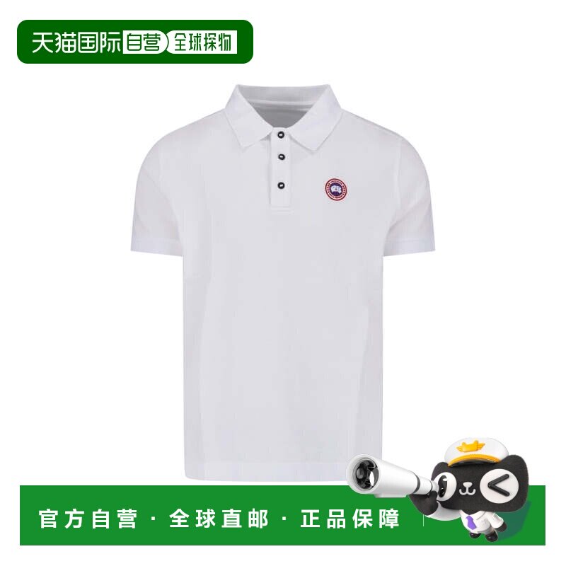 自营canada goose极简设计短袖polo衫，搭配纽扣门襟和刺绣补丁