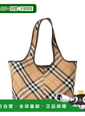 1h可退 香港直邮潮奢 Burberry 巴宝莉 女士 小号格纹托特包 8094