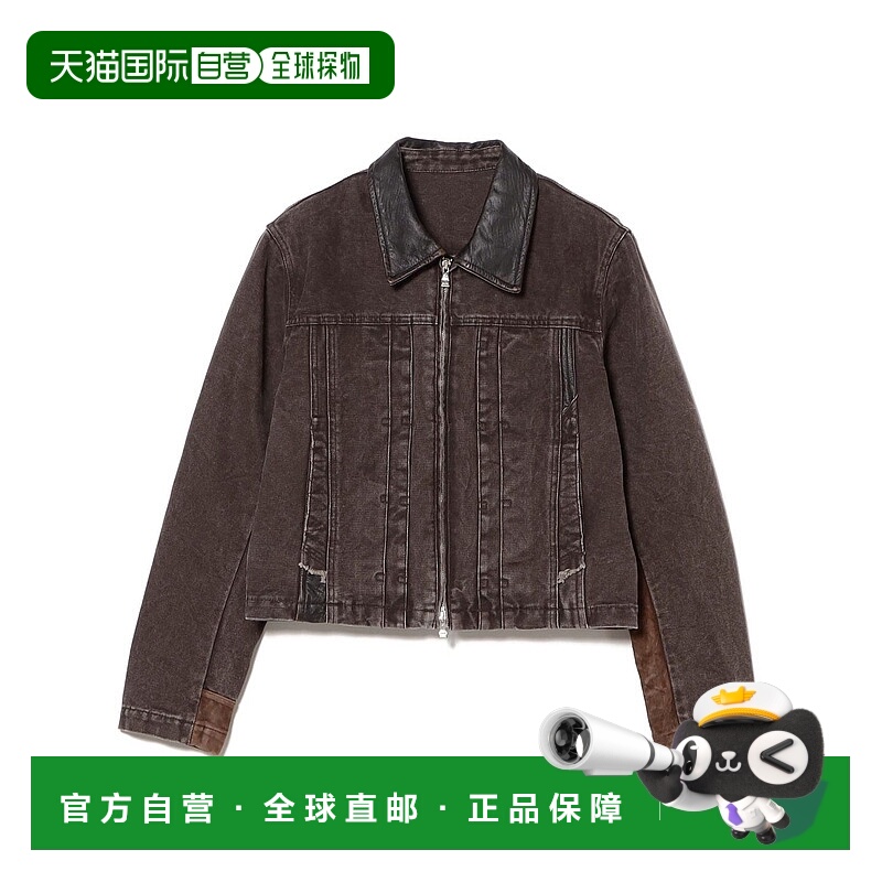 1h可退 日本直邮XLIM男装立体剪裁丹宁夹克本革拼接设计 11186836