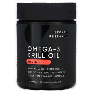香港直发sports research含南极磷虾油补充剂120粒磷脂成年人胶囊