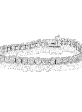 自营 vir jewels4 cttw SI2-I1 钻石手链 14K 白金靠垫带锯状滚边