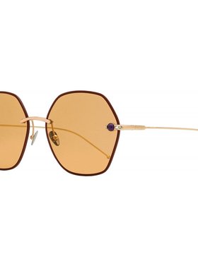 Pomellato 女士凸圆形太阳镜 PM0091S 002 金色 61 毫米 002