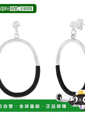 自营 simona纯银、黑色珐琅椭圆形耳环 - 黑色 美国奥莱直发配饰