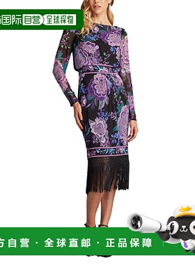 自营 tadashi shojiAkilah花衬衫迷笛连衣裙-黑色 美国奥莱直发