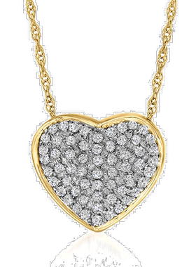 Ross-Simons 14 克拉黄金钻石心形吊坠项链 - 18 英寸 【美国奥莱