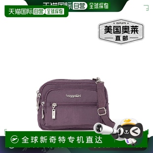 雾紫色 自营baggallini 小号斜挎包 女士三拉链 美国奥 Bagg