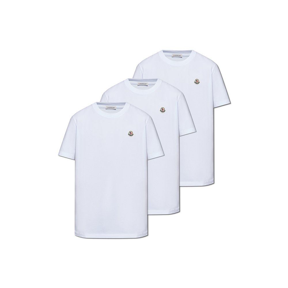 MONCLER 男士T恤 K20918C00033829H8001 CO 白色 短袖T恤3件装