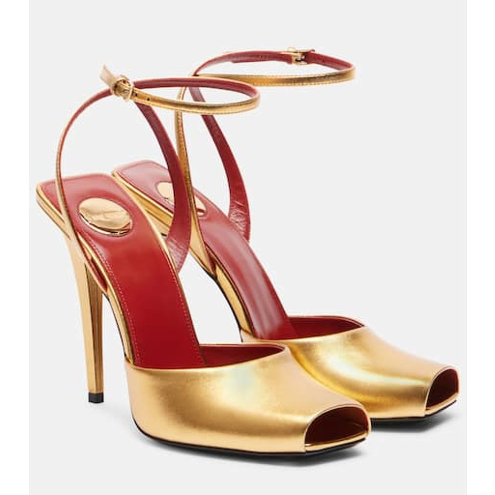 Saint Laurent 圣罗兰 女士 La Scandale 110 金属感皮质凉鞋
