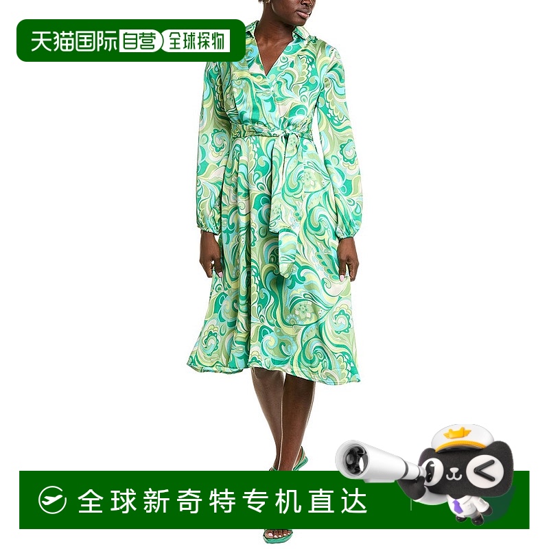 自营 Tahari ASL束腰迷笛连衣裙-绿色 【美国奥莱】直发