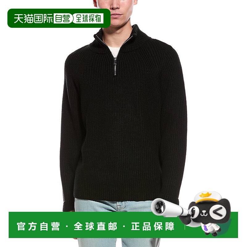 自营Slate & Stone Ribbed 1/4-Zip Mock Neck Sweater - black