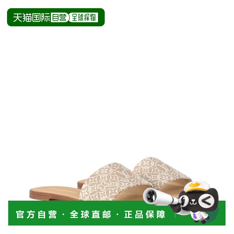 自营欧洲直邮LV路易威登 Lily女士米色皮革平底穆勒鞋拖鞋凉鞋