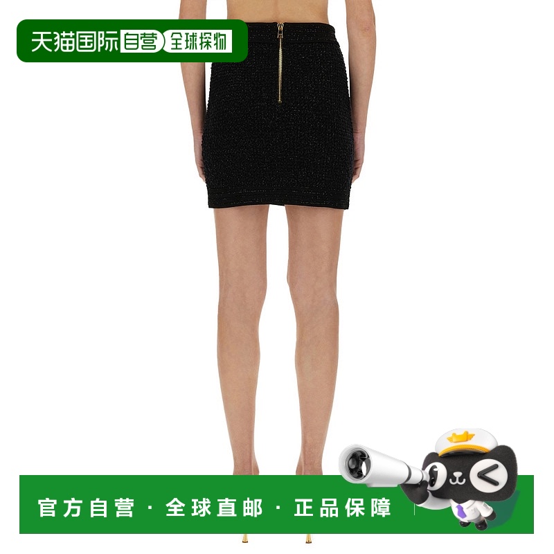 1h可退 香港直邮BALMAIN 女士半身裙 FF1LB015KI740PA AW2025 黑