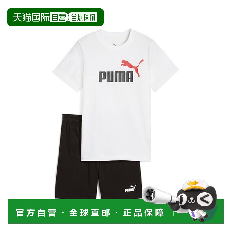 日本直邮PUMA 男孩 ESS 2 彩色一号 logo 短袖 T 恤和短裤套装 12