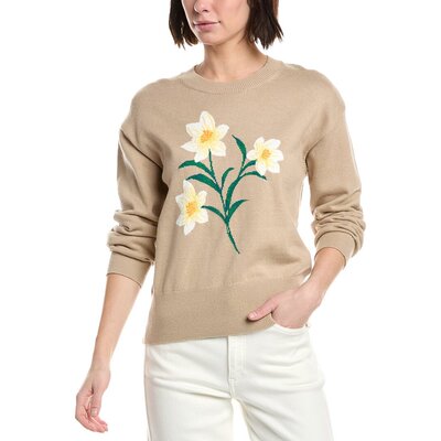 自营Draper James Daffodil Crewneck Wool-Blend Sweater - brow