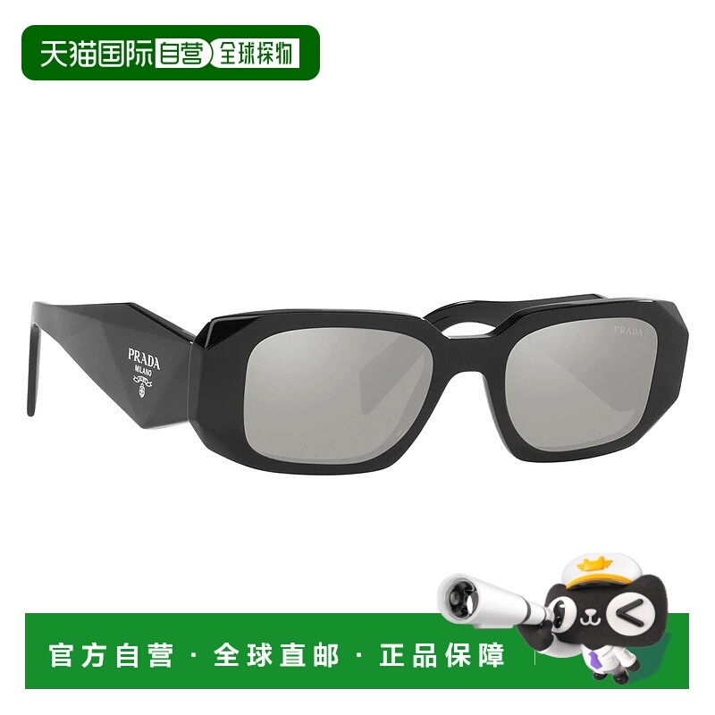 自营 Prada PR 17WS 1AB2B0 49 毫米女士矩形太阳镜 - 黑色 美国