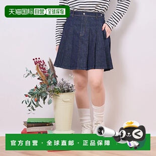 1h可退 日本直邮pom ponette junior 女童秋冬拉梅牛仔裙 侧边口