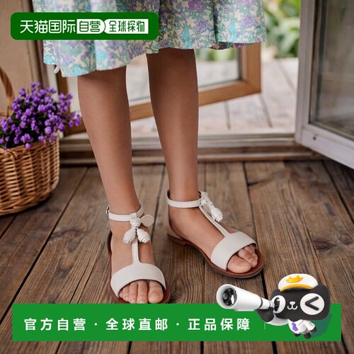 欧洲直邮Bonpoint小樱桃 Elmas女童奶白色皮革凉鞋