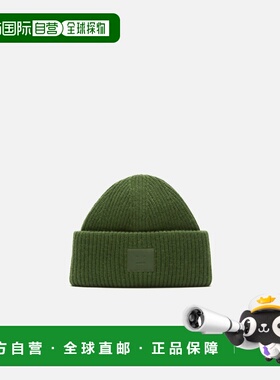 自营欧洲直邮Acnes Studios Face女士瓶绿色羊毛Logo针织帽