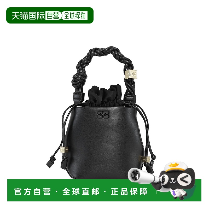 1h可退 香港直邮GANNI 女士单肩包 A6800099 SS2025 黑色 Mini Bo